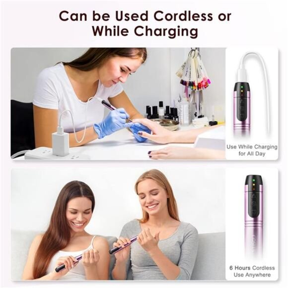 Cordless Nail Drill Electric File: Professional for Acrylic Gel Dip Powder Nails - Picture 6 of 7